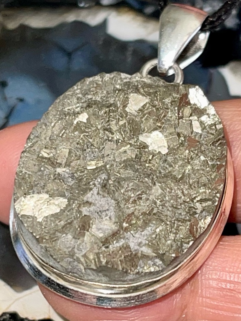Rough “Fools Gold” Drusy Pyrite Pendant 1 7/8”